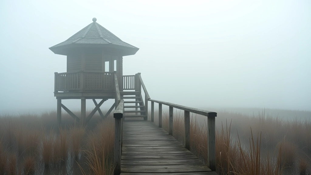 An elevated observation tower providing a clear vantage point over the Ķemeri marsh landscape